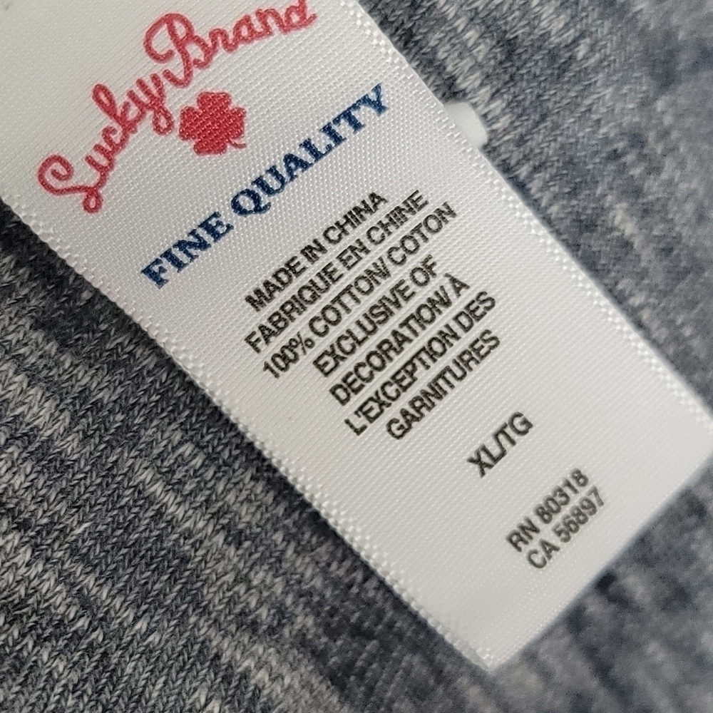 Lucky Brand Men XL Blue Marl Henley Long Sleeve Shirt Casual 100% Cotton - Picture 10 of 10
